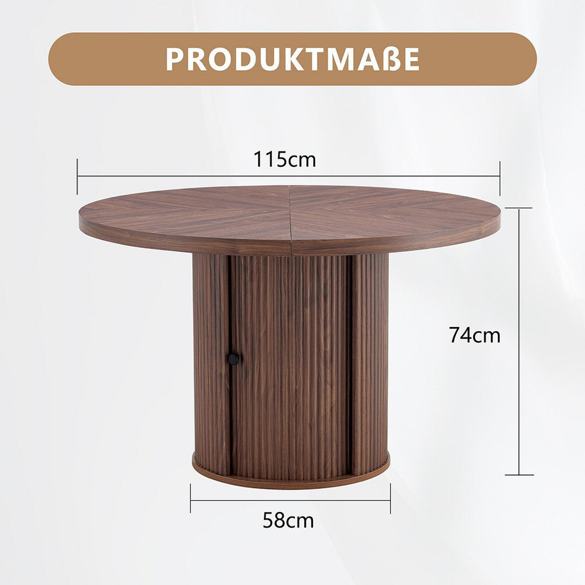 ESSTISCH mit Stauraum, Holzoptik, 115cm, Walnussholzfarbe - Walnussfarben, Holz/Holzwerkstoff (115/115/74cm) - KOMHTOM