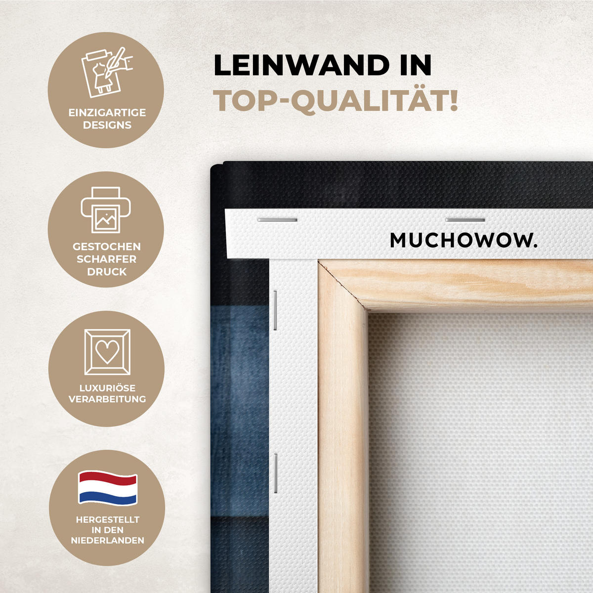 LEINWANDBILD Abstrakt - Formen - Dunkelblau Gemälde 60x40 cm - Cognac, Textil (60/40cm) - MuchoWow