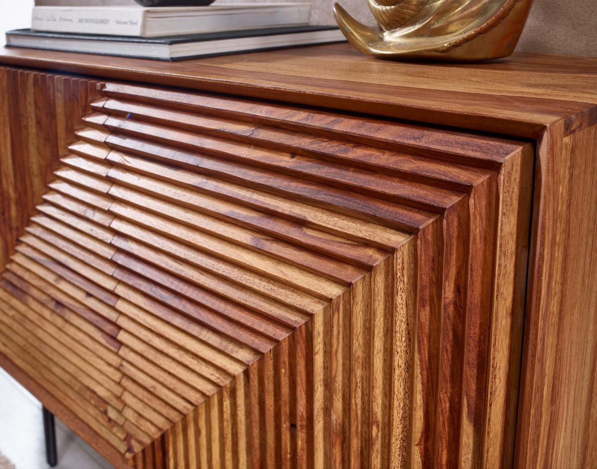 SIDEBOARD – "Harmony", Massivholz mit Metalldetails, viel Stauraum - Schwarz/Braun, Holz/Metall (100/71/40cm) - KADIMA DESIGN