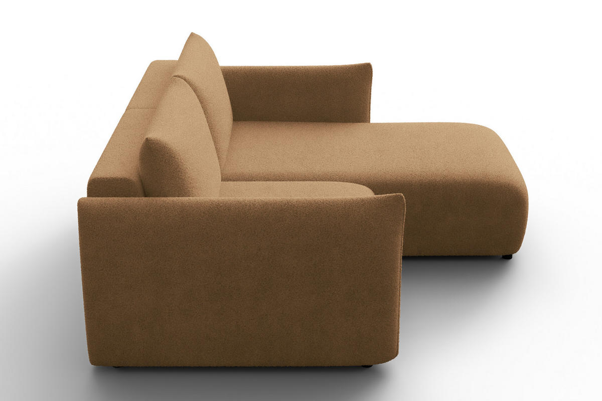 ECKSOFA TAUER 3-Sitzer RECHTS, Bouclé-Stoff braun - Schwarz/Braun, Holz/Textil (206/173cm) - Courtois Laville