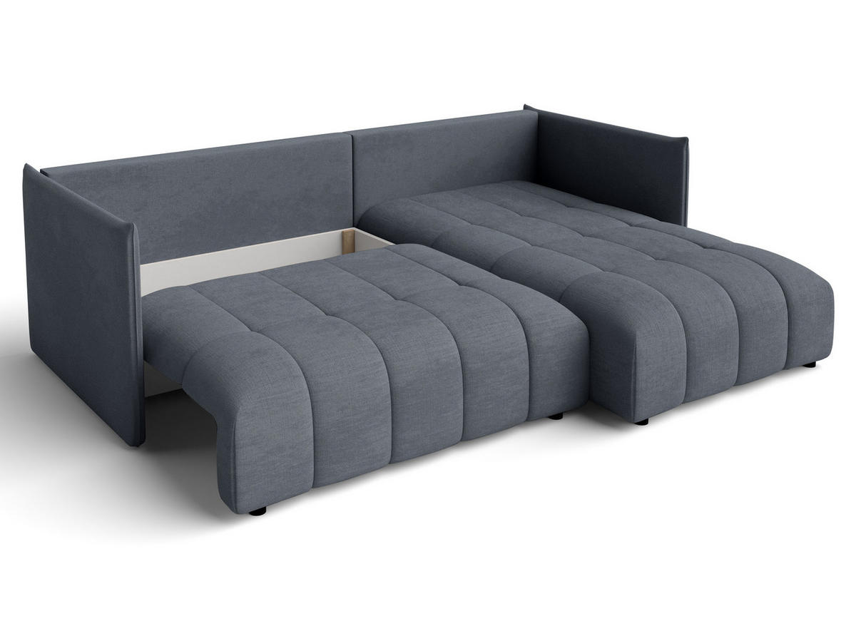 ECKSOFA L Form Cosmova Dunkelgrau 245/182/83 cm mit Schlaffunktion - Dunkelgrau/Schwarz, Kunststoff/Textil (245/182cm) - AX Living