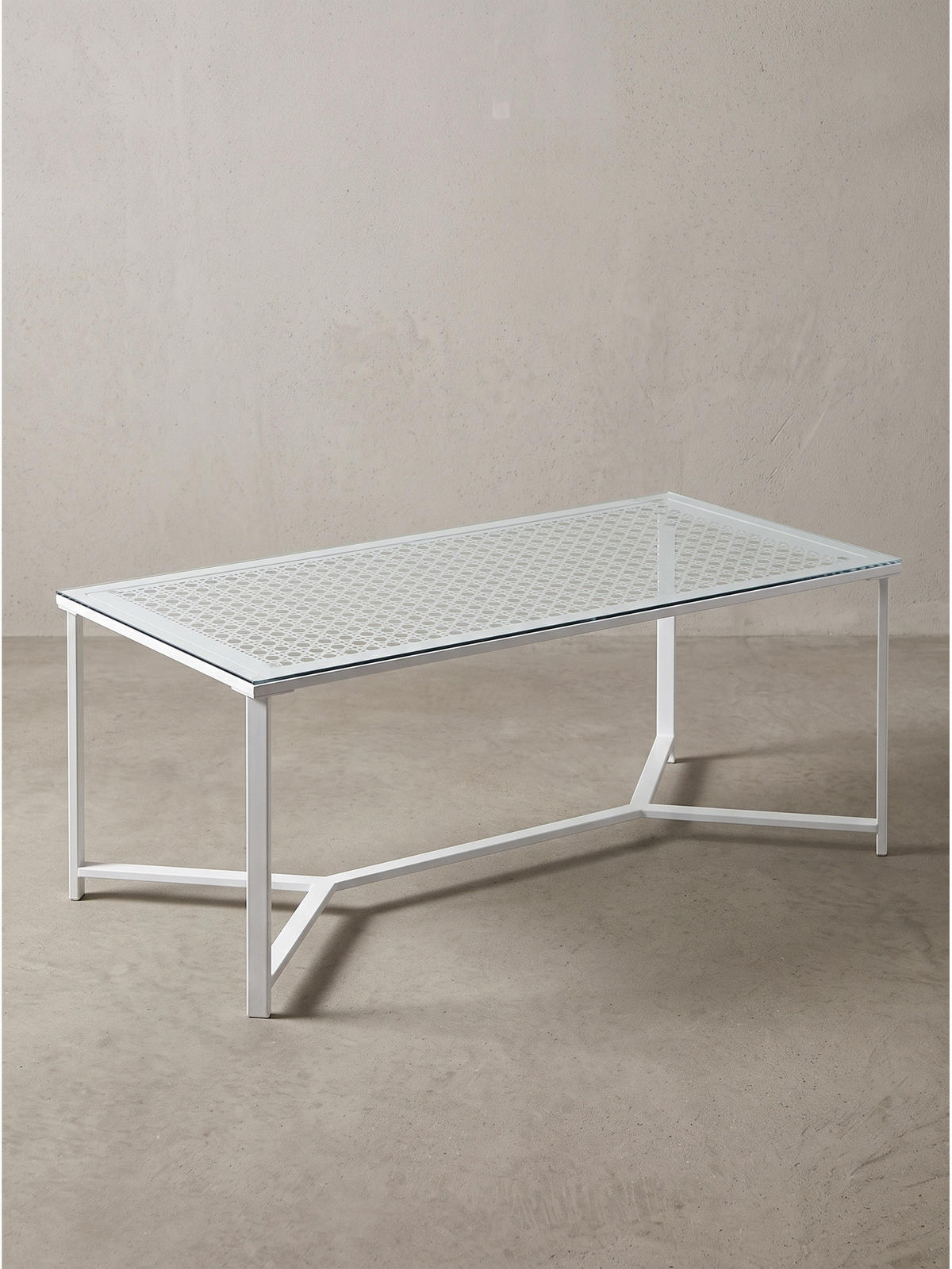 COUCHTISCH ALCUDIA, Einscheibensicherheitsglas, Weiß, 100 x 50 x 42 cm - Weiß, Glas/Metall (50/100/42cm) - KADIMA DESIGN