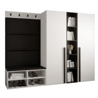 GARDEROBEN-SET 214/184/42 - Schwarz/Weiß, Holz/Kunststoff (214/184/42cm) - MÖBEL KRYSPOL
