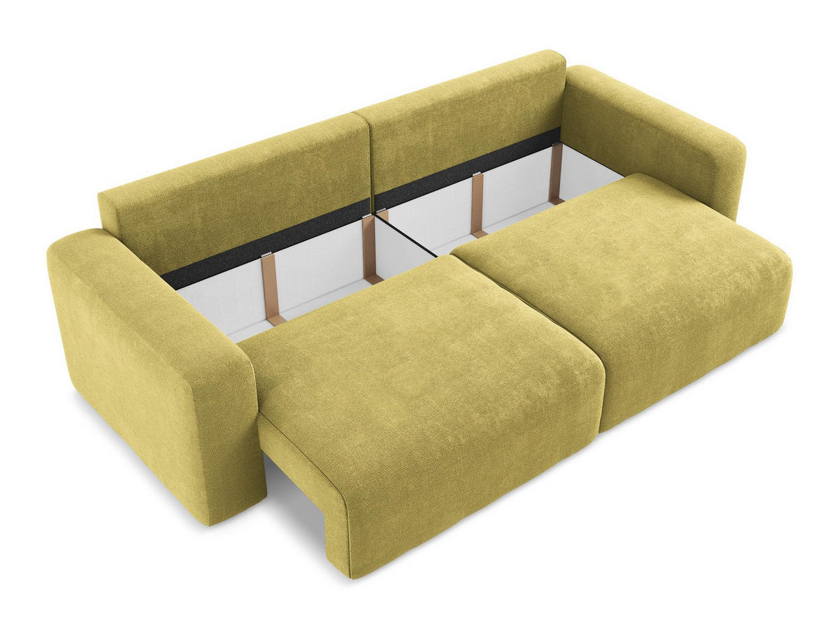 3-SITZER SOFA mit Schlaffunktion Chenille Stoff Grün - Limette/Schwarz, Kunststoff/Textil (244/79/102cm) - Makamii