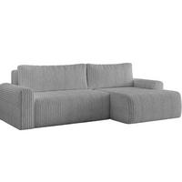 ECKSOFA MILO LARGE mit Schlaffunktion, Bettkasten und Cordbezug, Rechts - TILIA 90 (stahlgrau) - Dunkelgrau, Holz (270/142cm) - Dekori_Interiors
