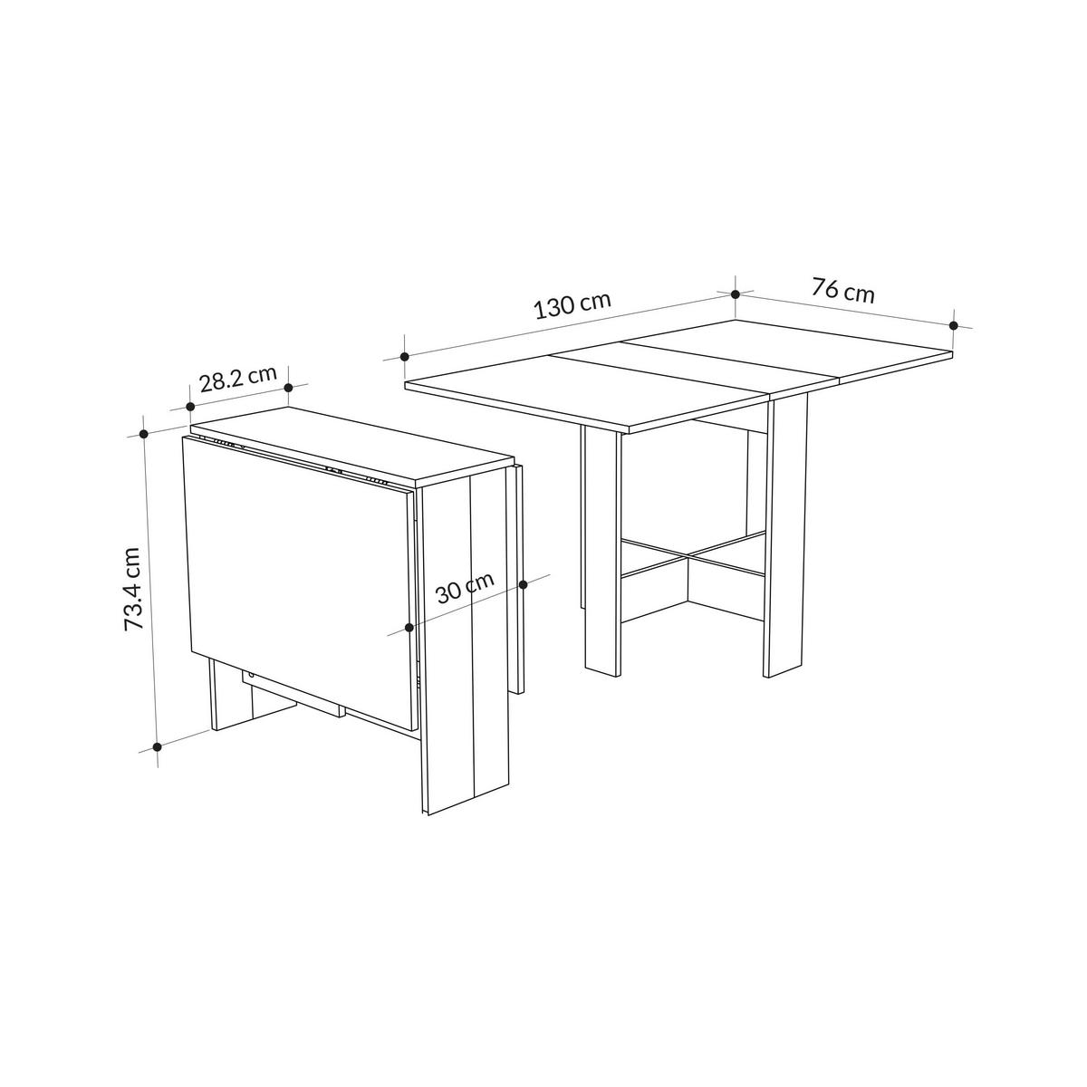 KLAPPTISCH Artemio Anthrazit 130/76/73,4 cm - Anthrazit, Holzwerkstoff (76/130/73.4cm) - Decortie