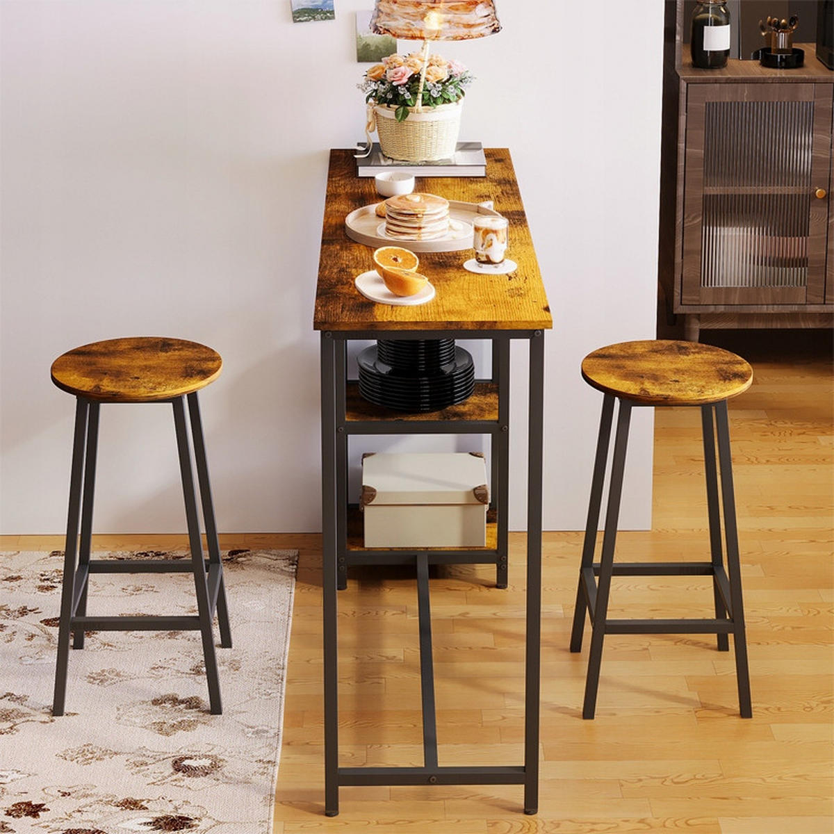 TISCH- und Barhocker-Set, Braun, 40 x 120 x 91 cm - Braun, Holzwerkstoff (120/91/40cm)
