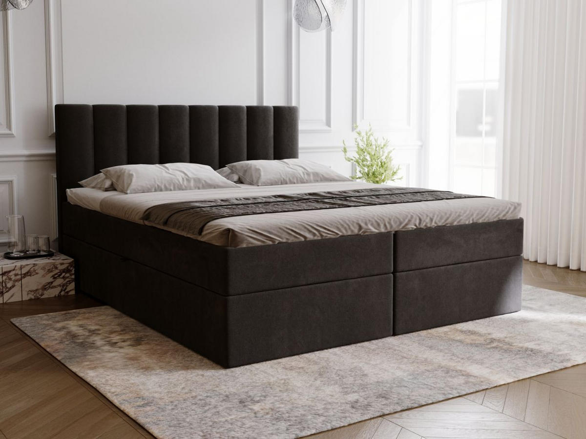BOXBETT Mocca 180x200 Schwarz - Schwarz, Holz/Textil (180/200cm) - Graingold
