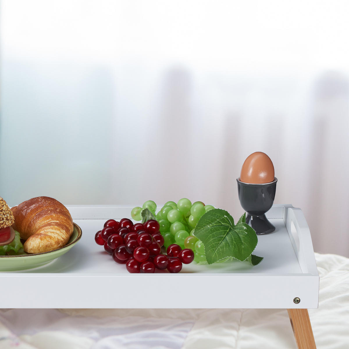 BETTTABLETT - Weiß, Holz/Holzwerkstoff - Relaxdays