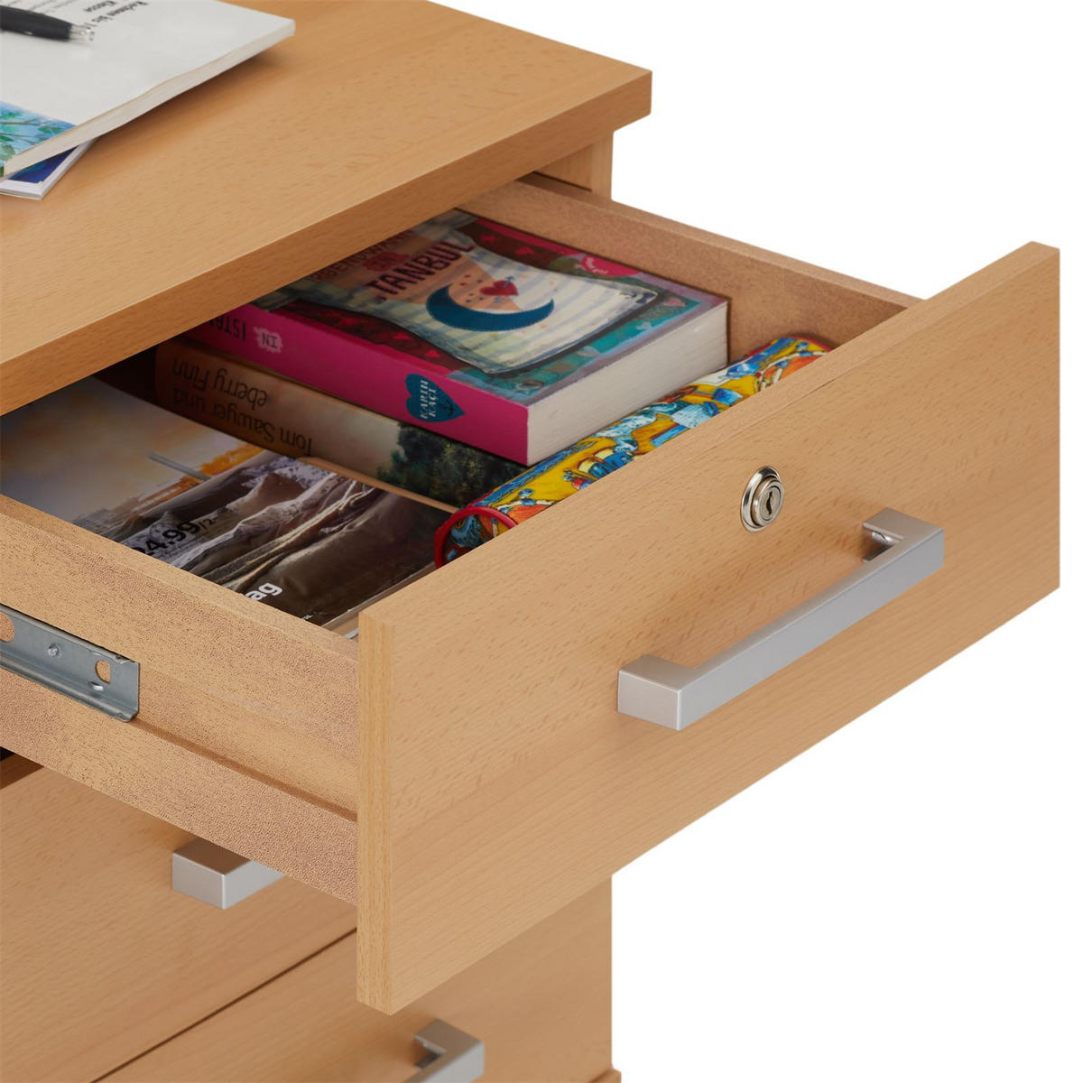 ROLLCONTAINER VANCOUVER - Buchefarben, Holzwerkstoff (44/58/45cm) - CARO-Möbel