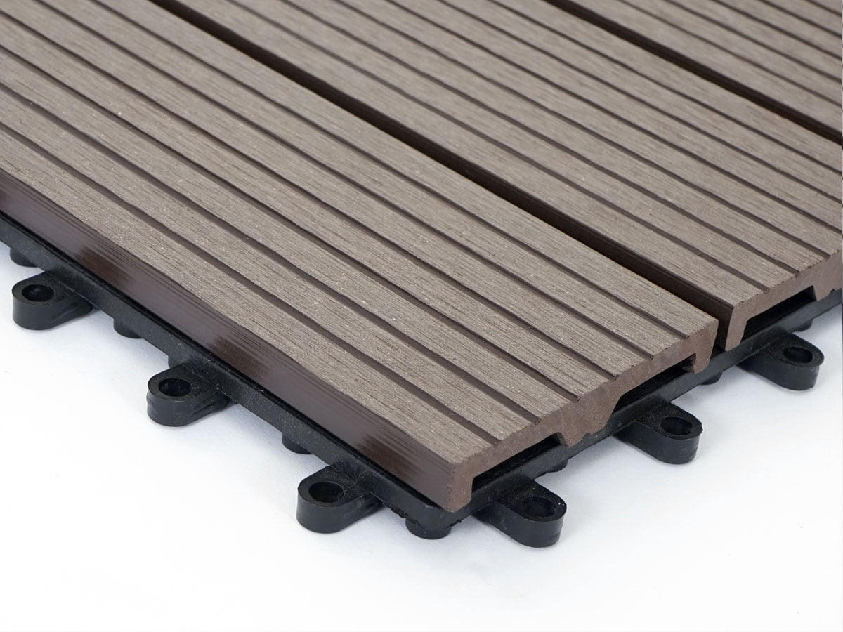 WPC BODENFLIESE 11x 30x30cm Basis Coffee linear - Braun, Kunststoff (30/30/2cm) - BERLINLODGE