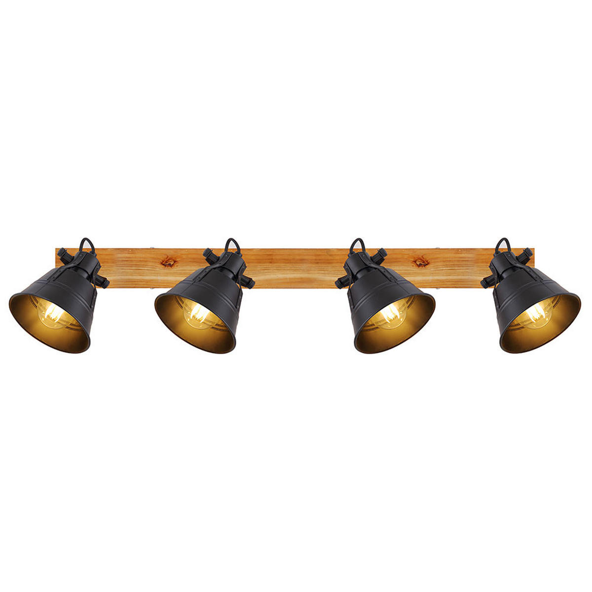 DECKENLEUCHTE Holz Metall Schwarz Matt - Schwarz, Holz (82/14/24cm) - Globo Lighting