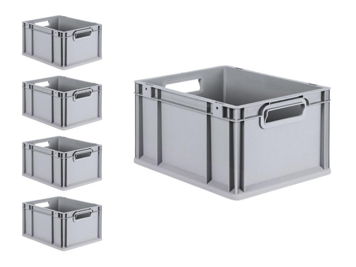 EUROBOX 5x Nextgen Economy Griffe Offen 22x30x40cm 20 Liter - Grau, Kunststoff (30/22/40cm) - PROREGAL