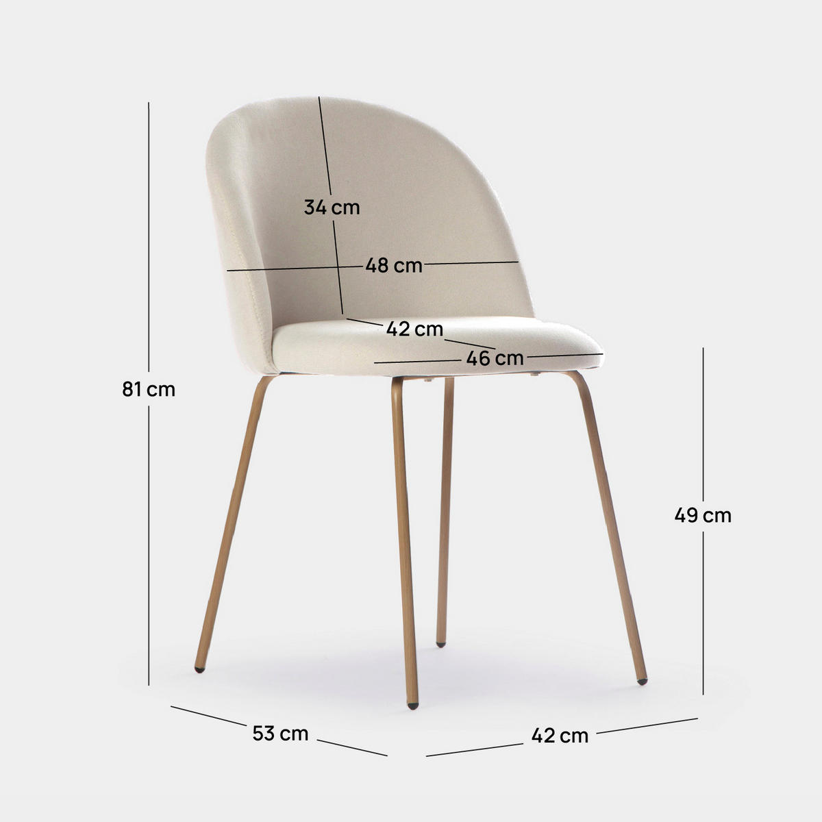 ESSZIMMERSTUHL Olivia Beige 48 cm x 81 cm 4er-Set - Beige, Textil (48/81/53cm) - Klast Home