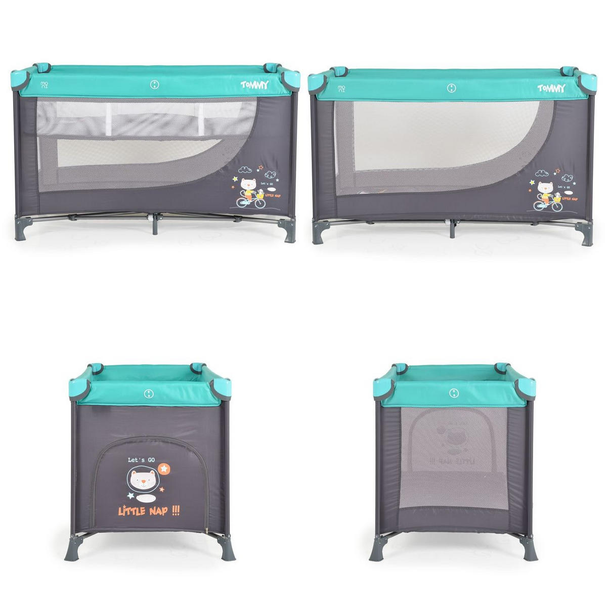 REISEBETT Tommy, 2 Ebenen türkis Faltmatratze Seiteneingang Tragetasche Laufstall - Blau, Kunststoff (60/120cm) - Moni