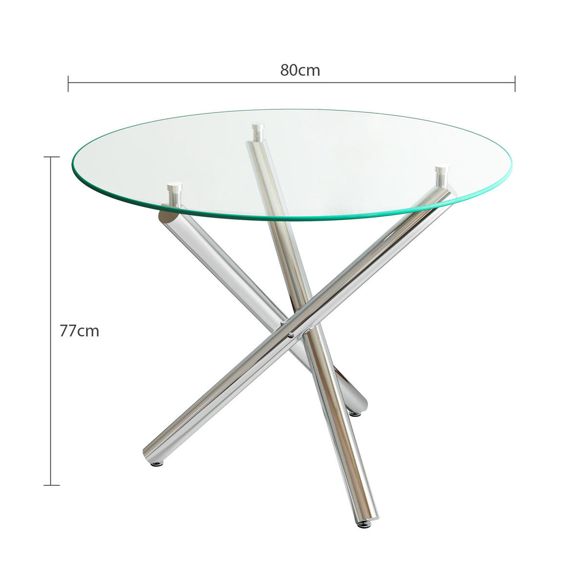 JEDÁLENSKÝ stôl z tvrdeného skla a kovu, Ø 80/76 cm, strieborný - strieborná, kov (80/80/76cm) - BEAOK