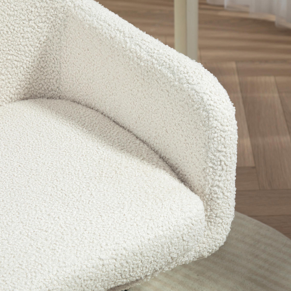 HOMEOFFICE-STUHL, höhenverstellbarer Bürostuhl mit Rollen, Samtartiger Bezug, Metallbasis, Cremeweiß - Creme, Textil (61/88/60cm)