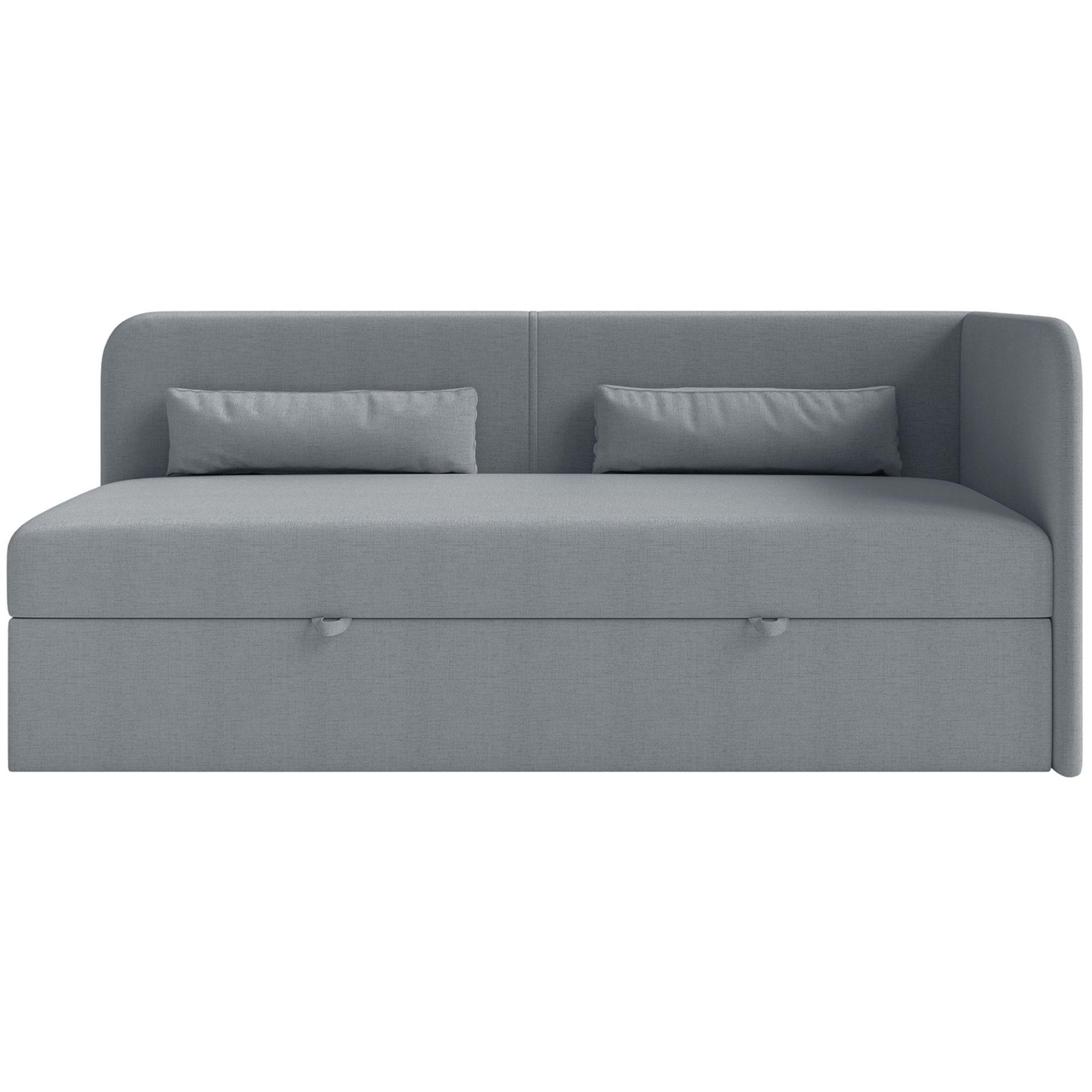 JUGENDBETT Calmmo Dunkelgrau mit Chenille-Bezug, Kopfteil rechts - Dunkelgrau, Textil (90/200cm) - Selsey