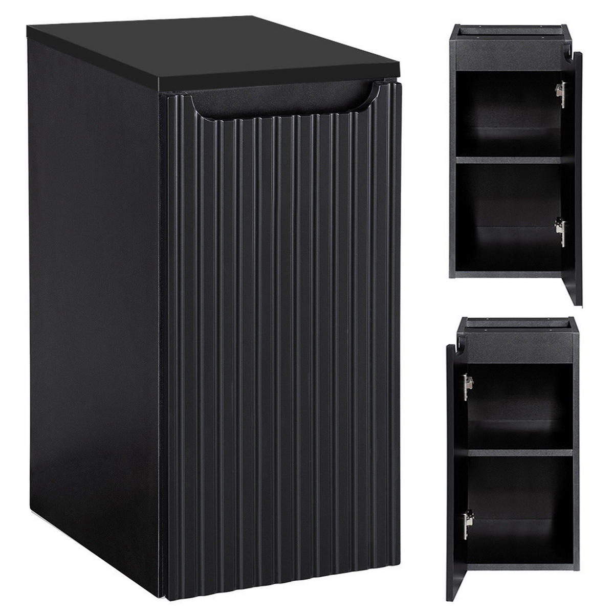 WASCHBECKENSCHRANK Newport-56 - Schwarz, Holzwerkstoff (80/60/40cm) - Lomado
