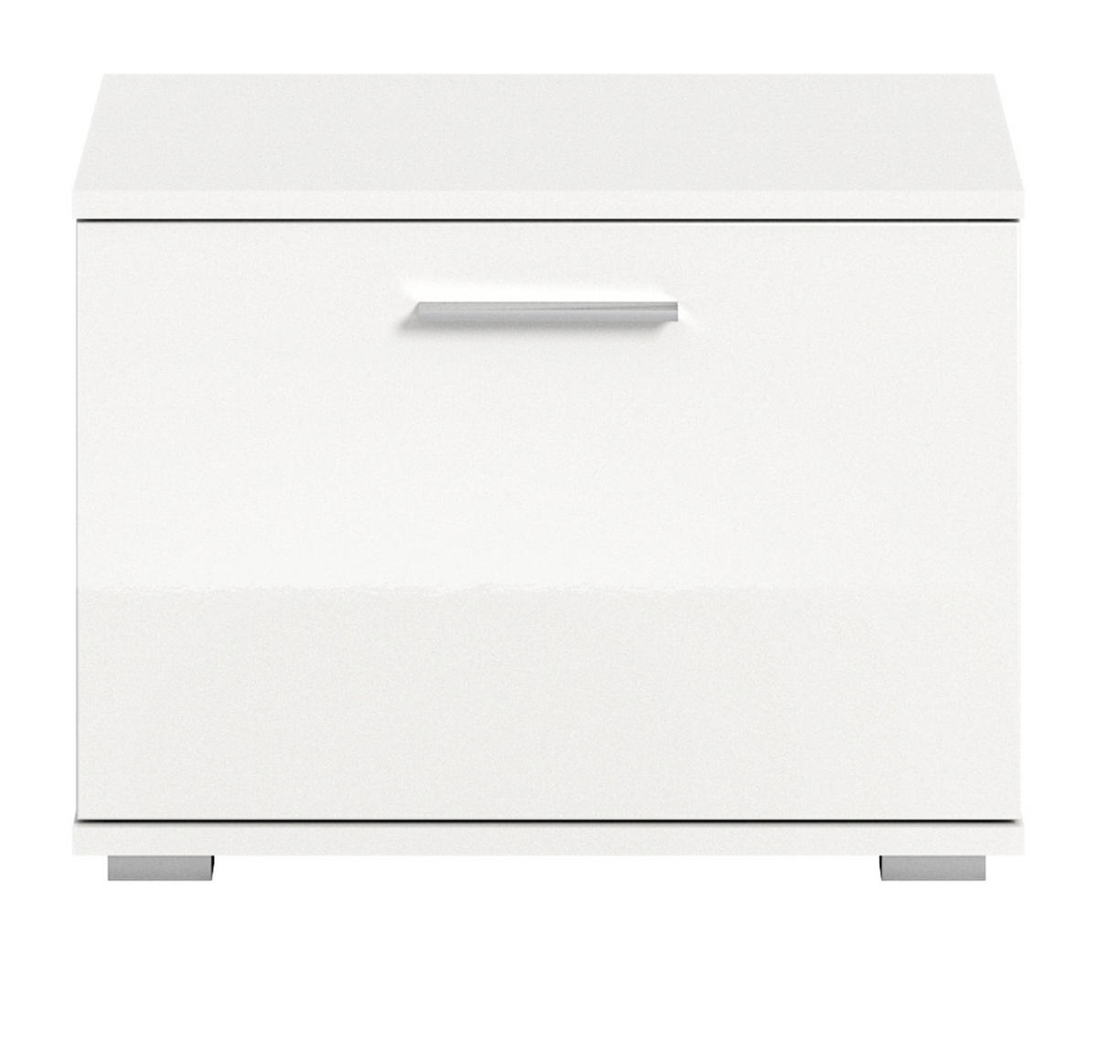 SITZBANK weiß Hochglanz 55 cm, Garderobenbank mit Stauraum - Weiß Hochglanz/Silberfarben, Holzwerkstoff/Kunststoff (55/40/37cm) - Inn.Furn