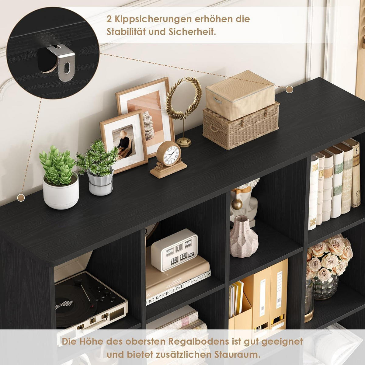BÜCHERREGAL mit Türen Schwarz 144,8 x 29,8 x 121 cm - Schwarz, Holzwerkstoff (121/144.8/29.8cm)