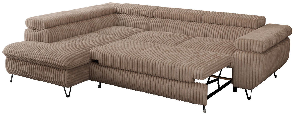 ECKSOFA PEDRO L Braun Cord - Links Seite - Schwarz/Braun, Textil/Metall (208/273cm) - MKS