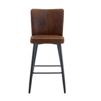 BARHOCKER 2er-Set Braun mit Technologie-Stoff und Rückenlehne - Braun, Metall (44/101/44cm) - PANGIVO