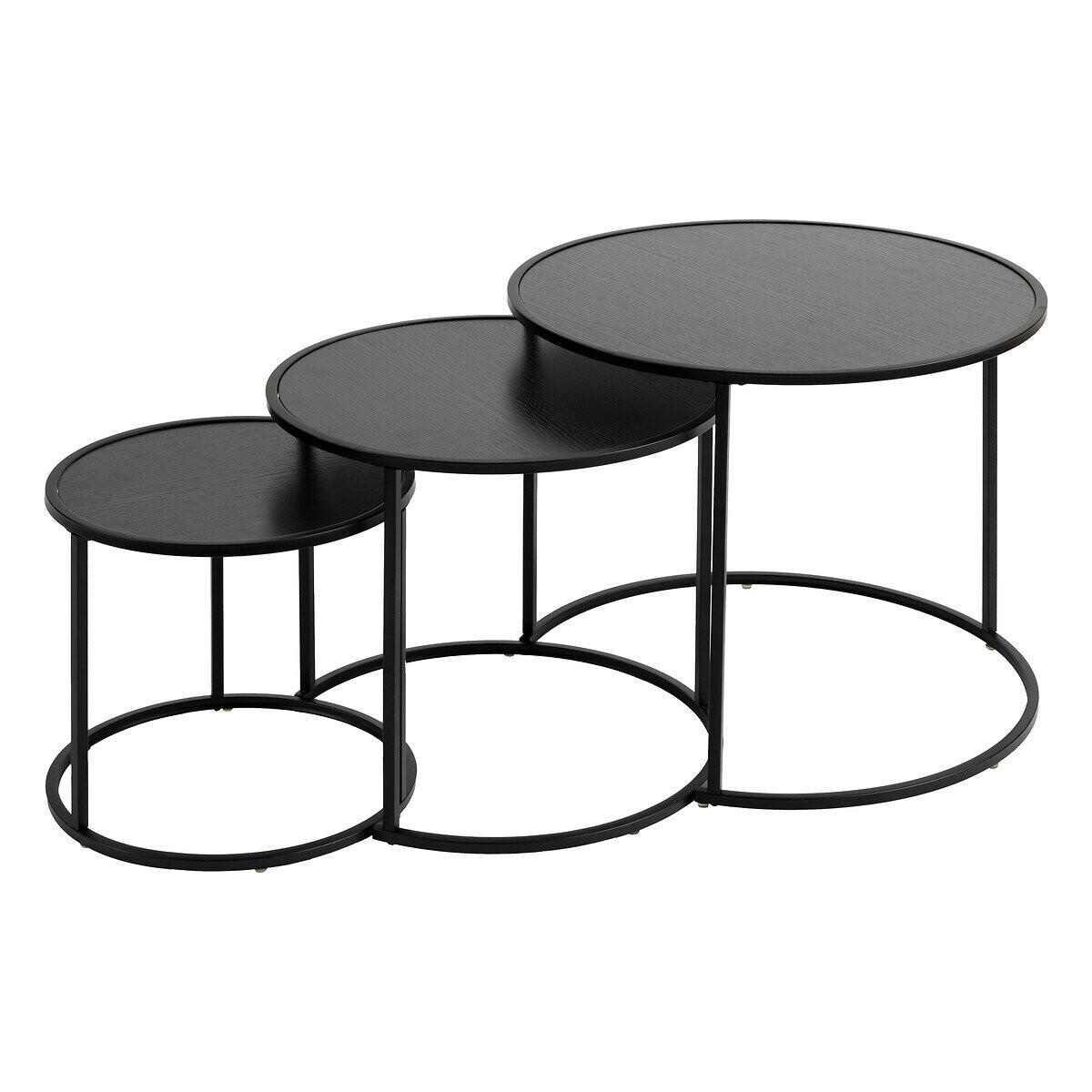 BEISTELLTISCHE Noan 3er-Set - Schwarz, Metall (54/54/45cm) - Atmosphera Createur d´interieur