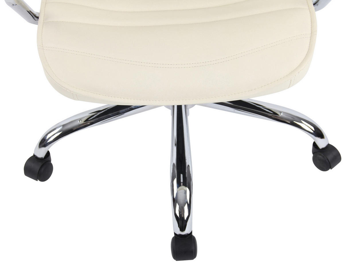 CHEFSESSEL Echtleder Creme - Chromfarben/Creme, Leder/Metall (59/117/57cm) - CLP