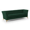 CHESTERFIELD-SOFA 3-sitzer Whitby Flaschengrün Samt mit goldenen Füßen - Dunkelgrün/Goldfarben, Holz/Textil (237/78/82cm) - S-Style Möbel