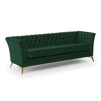CHESTERFIELD-SOFA 3-sitzer Whitby Flaschengrün Samt mit goldenen Füßen - Dunkelgrün/Goldfarben, Holz/Textil (237/78/82cm) - S-Style Möbel