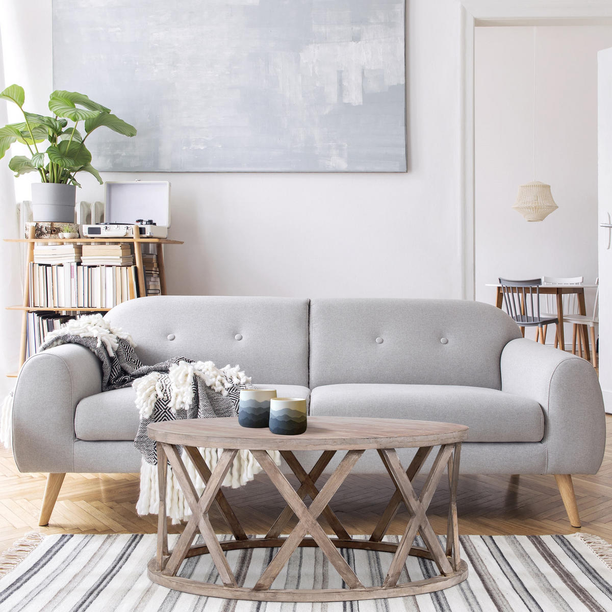 COUCHTISCH Ø100x45 cm rund Natur handgefertigt aus Mangoholz - Braun, Holz (100/45/100cm) - WOMO-DESIGN