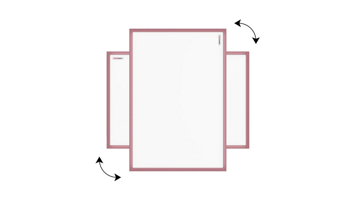 MAGNETISCHES Whiteboard mit rosafarbenem Holzrahmen 90x60cm - Pink, Metall (90/60/1.5cm) - ALLboards