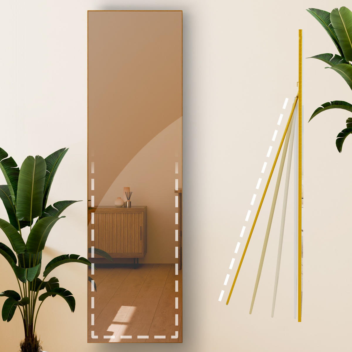 STANDSPIEGEL eckig 40/3/140 cm Glas Gold Glanz - Goldfarben, Glas (40/140/3cm) - CLP