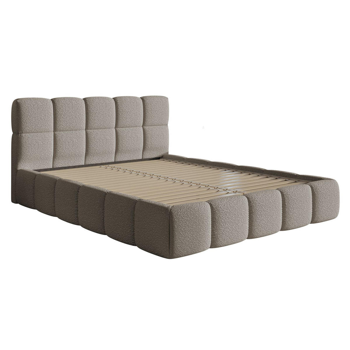 POLSTERBETT Cloudy Grau Bouclé, 120x200 cm - Schwarz/Grau, Kunststoff/Textil (120/200cm) - Selsey