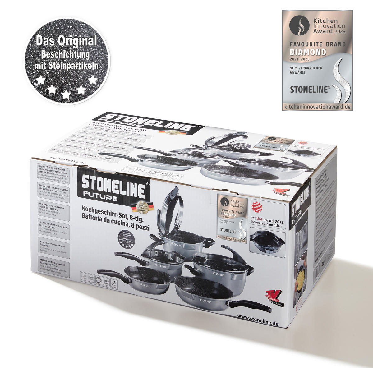 KOCHGESCHIRRSET, 8-TEILIG - Grau, Metall - Stoneline