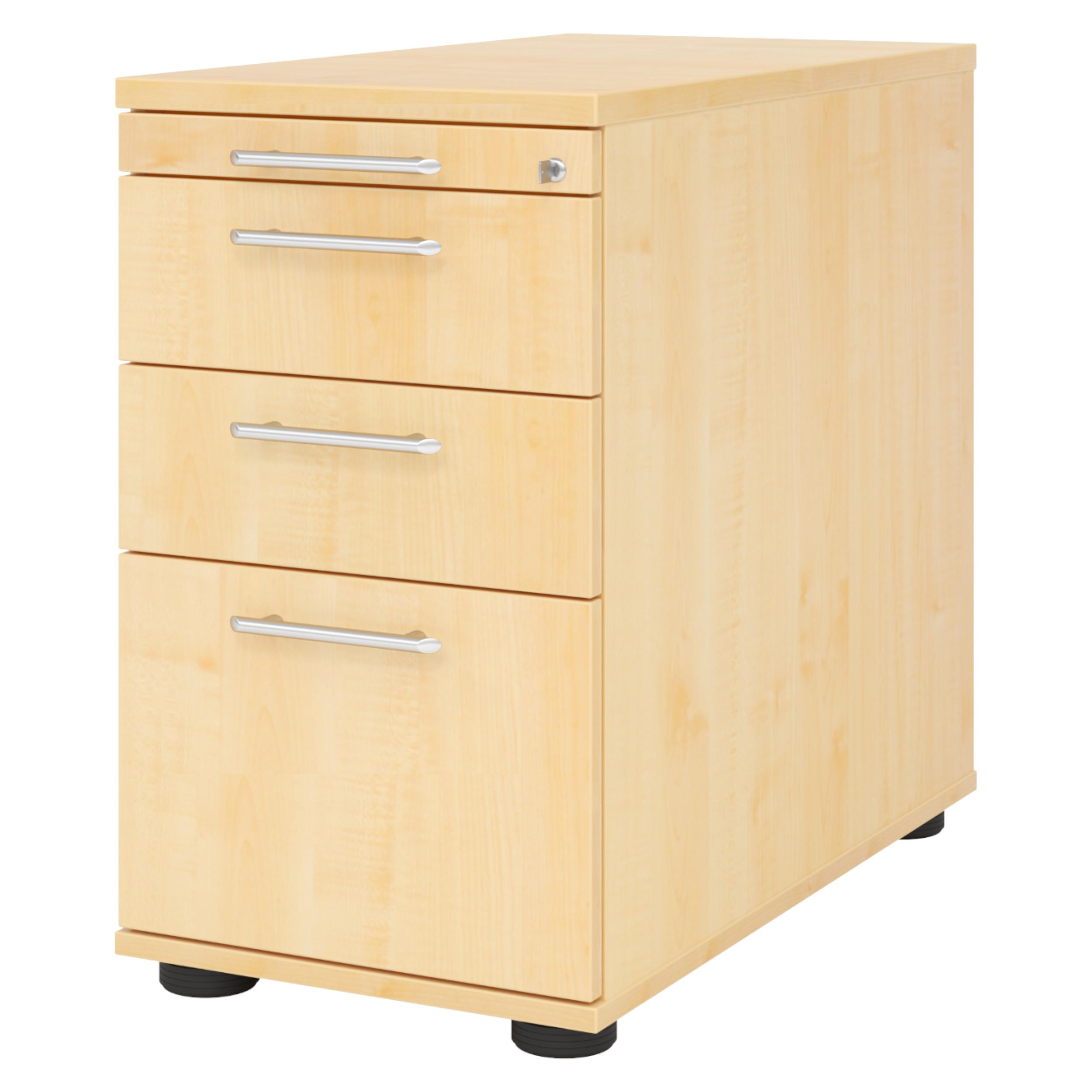 STANDCONTAINER - mit Hängeregistratur 80/42,8/72 cm in Ahornfarben Relinggriff (Kunststoff) - Ahornfarben, Holzwerkstoff (42.8/72/80cm) - bümö