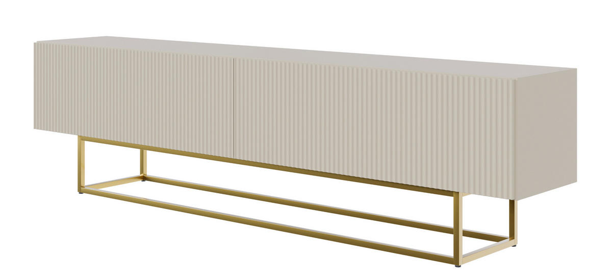 TV-SCHRANK Veldio Graubeige mit goldenen Metallbeinen 175 cm - Greige/Goldfarben, Holzwerkstoff/Metall (175/46.5/31.6cm) - Selsey