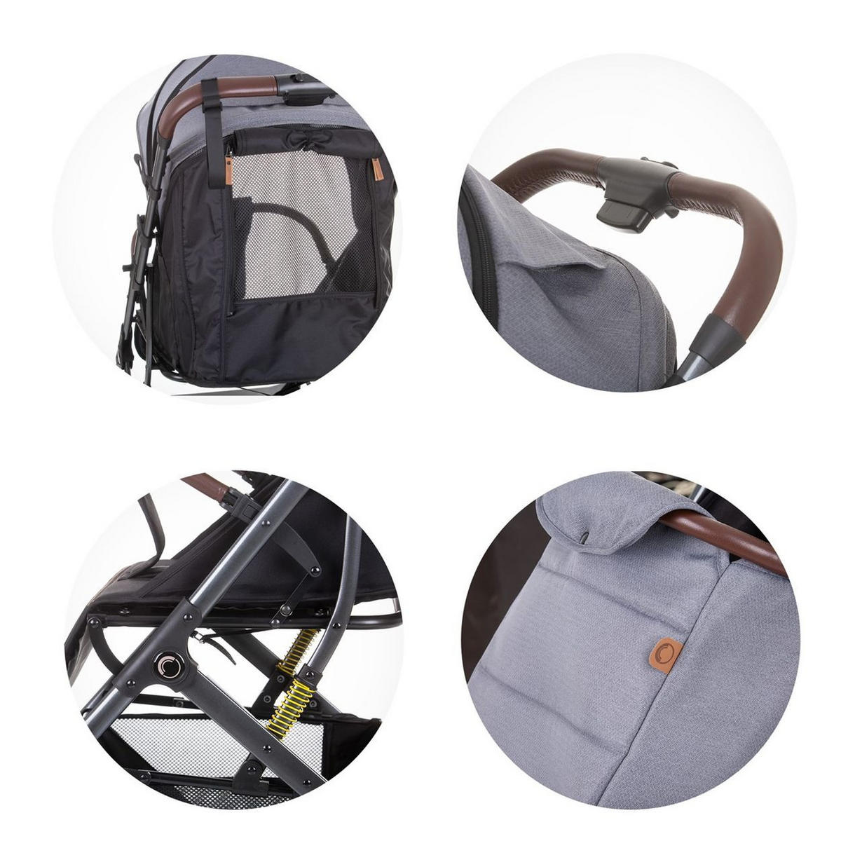 BUGGY Combo 22 kg grau Fußabdeckung Moskitonetz Räder gefedert - Grau, Metall (75/60/103cm) - Chipolino