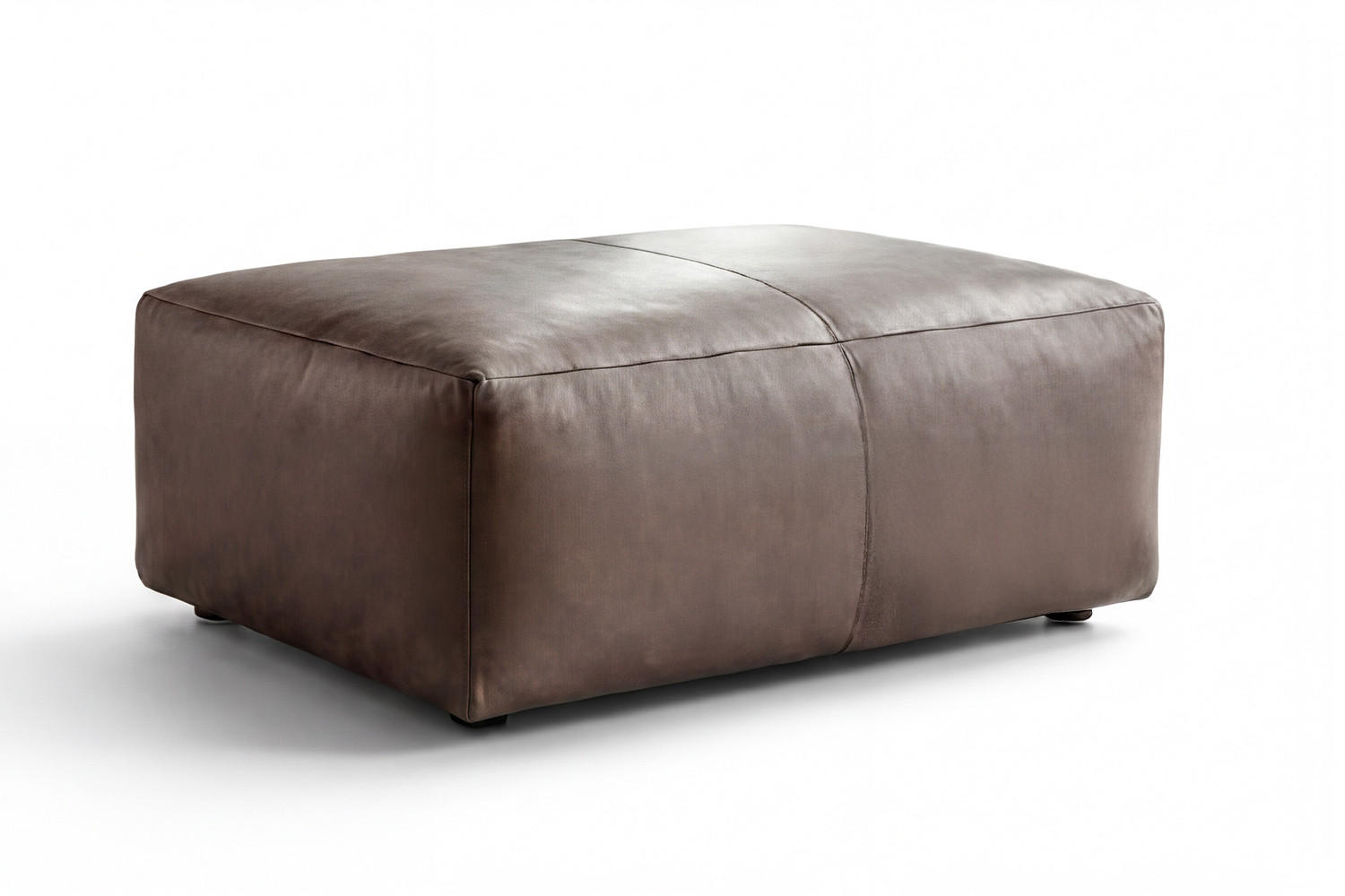 POLSTERHOCKER CELESTE Grau Leder - Grau, Leder/Kunststoff (120/48/80cm) - KAWOLA