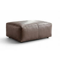 POLSTERHOCKER CELESTE Grau Leder - Grau, Leder/Kunststoff (120/48/80cm) - KAWOLA