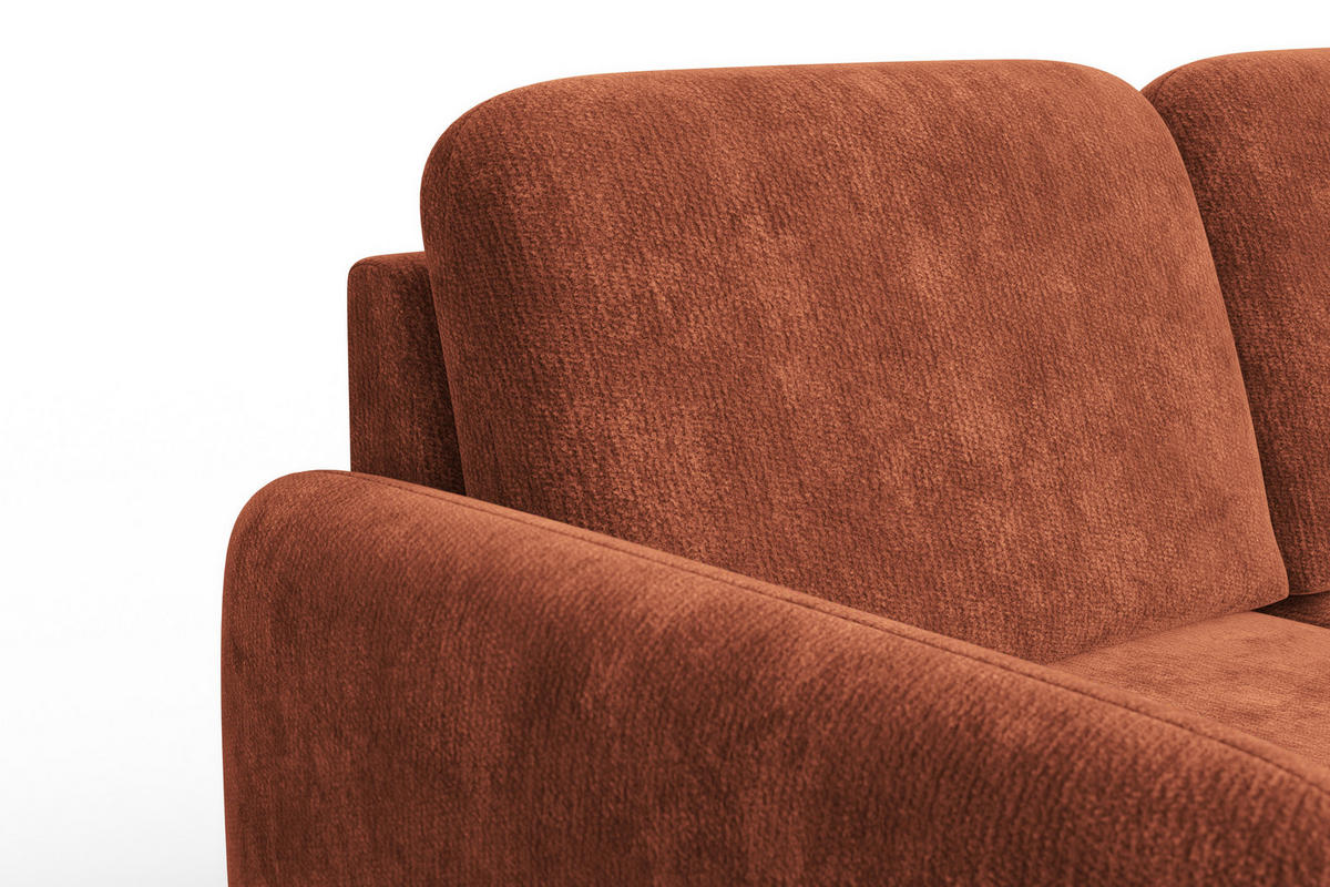 SOFA FEBE 2-Sitzer, rostroter Chenille-Stoff - Rostfarben/Schwarz, Holz/Textil (160/82/96cm) - Wozimo