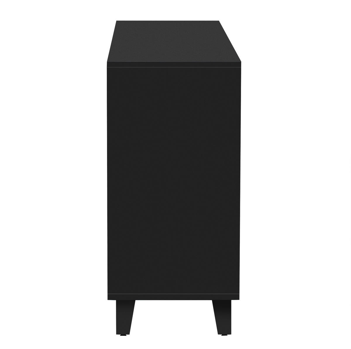 SIDEBOARD 160/40/84 cm in Schwarz mit 4 Türen und Spiegelfront - Schwarz, Holzwerkstoff (160/84/40cm) - Flora Grace