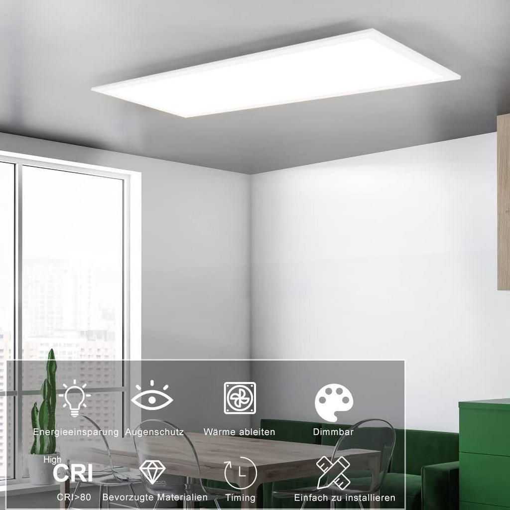 Thumbnail - ZMH Led-Deckenleuchte, Weiß, Metall, Mode, Rechteckig, 25x1x100 cm, Lampen & Leuchten, LED Beleuchtung, LED-Deckenleucht...