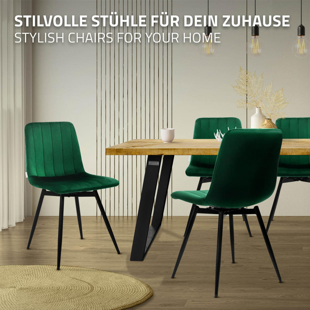 ESSZIMMERSTÜHLE 2er Set drehbar Küchenstühle gepolstert aus Samt Dunkelgrün - Dunkelgrün/Schwarz, Textil/Metall (43/81/52cm) - ML-DESIGN
