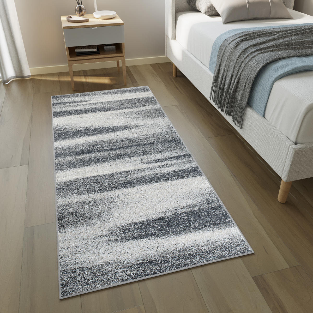 TEPPICHLÄUFER SARI dunkelgrau abstrakt 100/500 cm - Dunkelgrau, Textil (100/500cm) - Tapiso