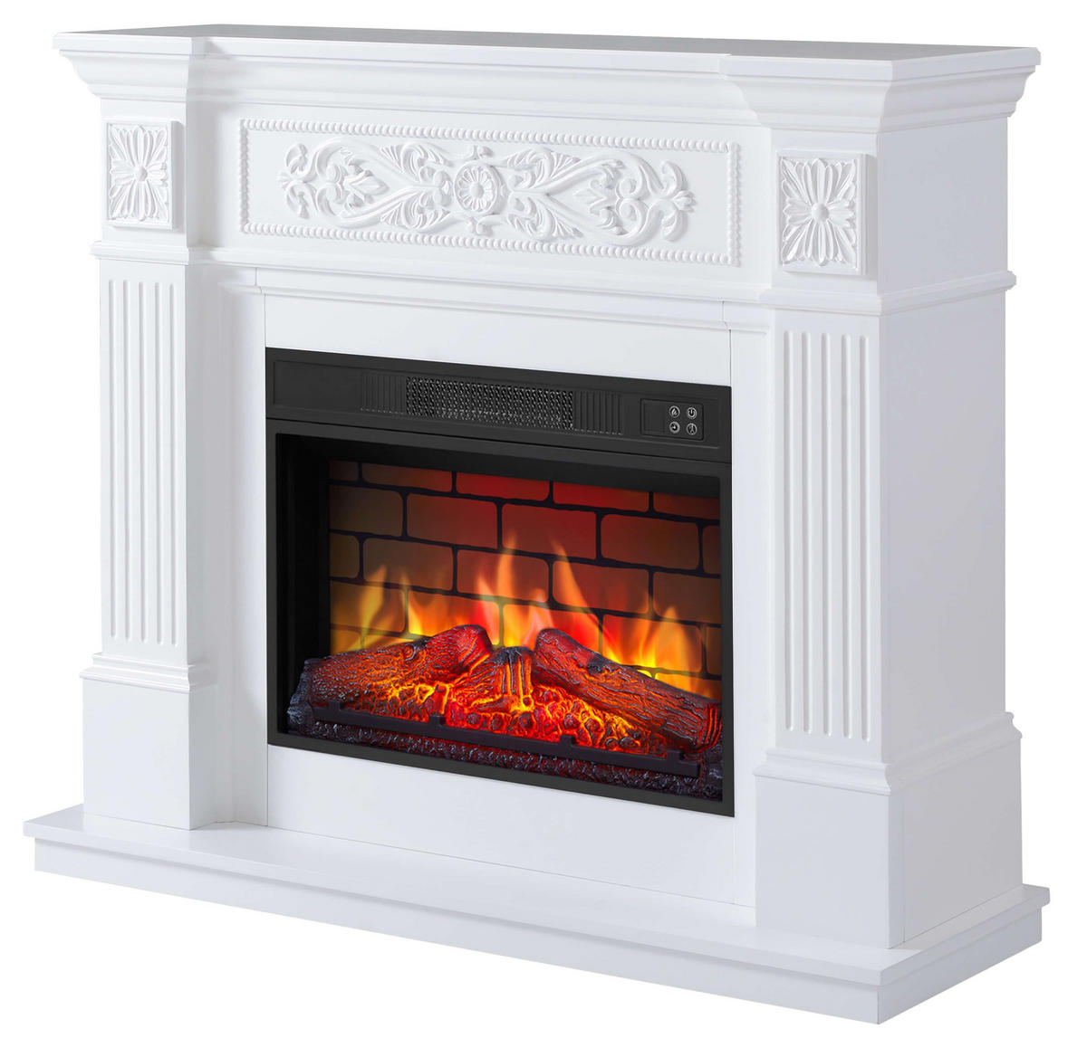 ELEKTROKAMIN Toscana AF23BS Weiß – Breite 96 cm, 3D-Flammeneffekt, LED-Beleuchtung, Heizfunktion - Weiß, Glas/Holzwerkstoff (106.6/92.5/37cm) - ArtiFlame