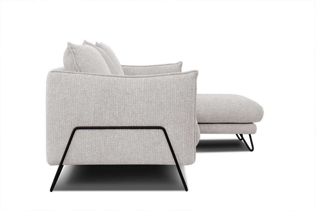 ECKSOFA HOSTEN 4-Sitzer, creme - Creme/Schwarz, Holzwerkstoff/Textil (269/158cm) - Courtois Laville