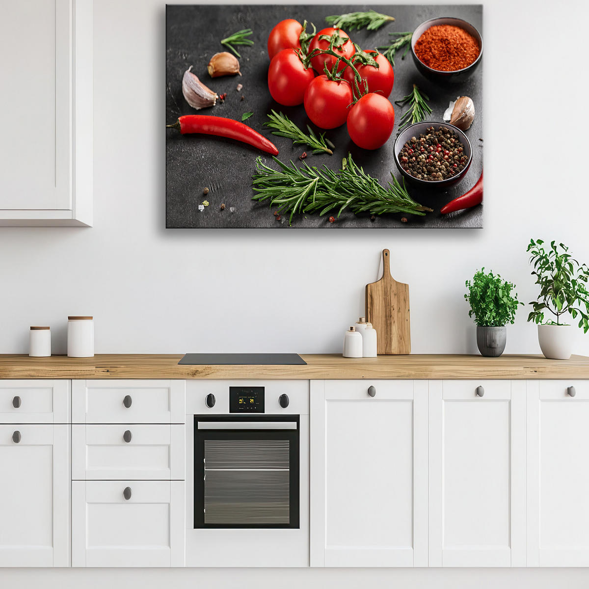 WANDBILD tomatengewürze für die küche - Multicolor, Textil (60/40cm) - Feeby