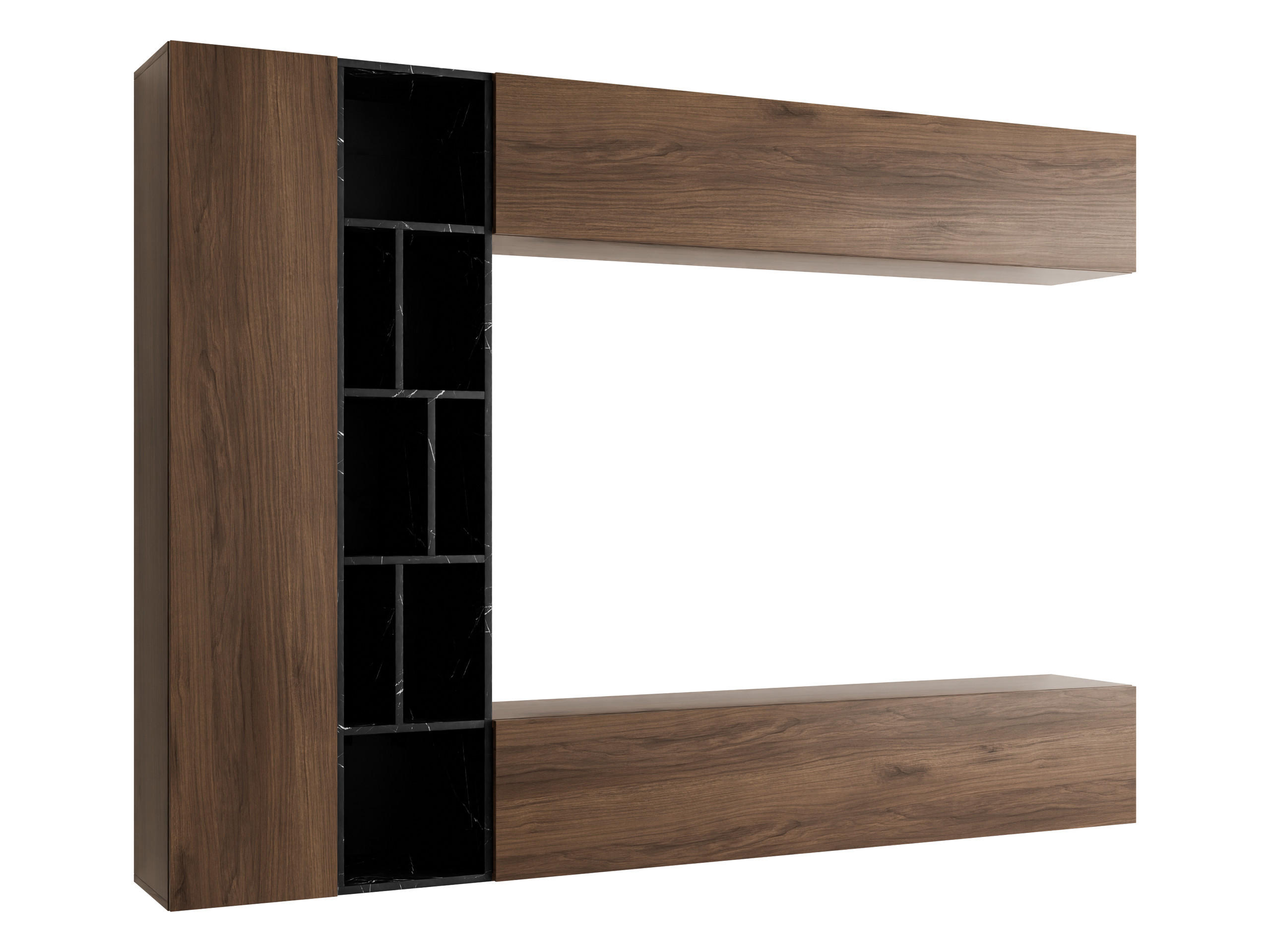 WOHNWAND Kodita - Nussbaumfarben, Holzwerkstoff (224/160/33cm) - MIRJAN24